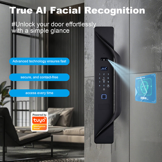 Tuya Digital Door Lock, multi-language smart lock, 3D security video intercom, keyless WiFi smart lock na may fingerprint at face recognition