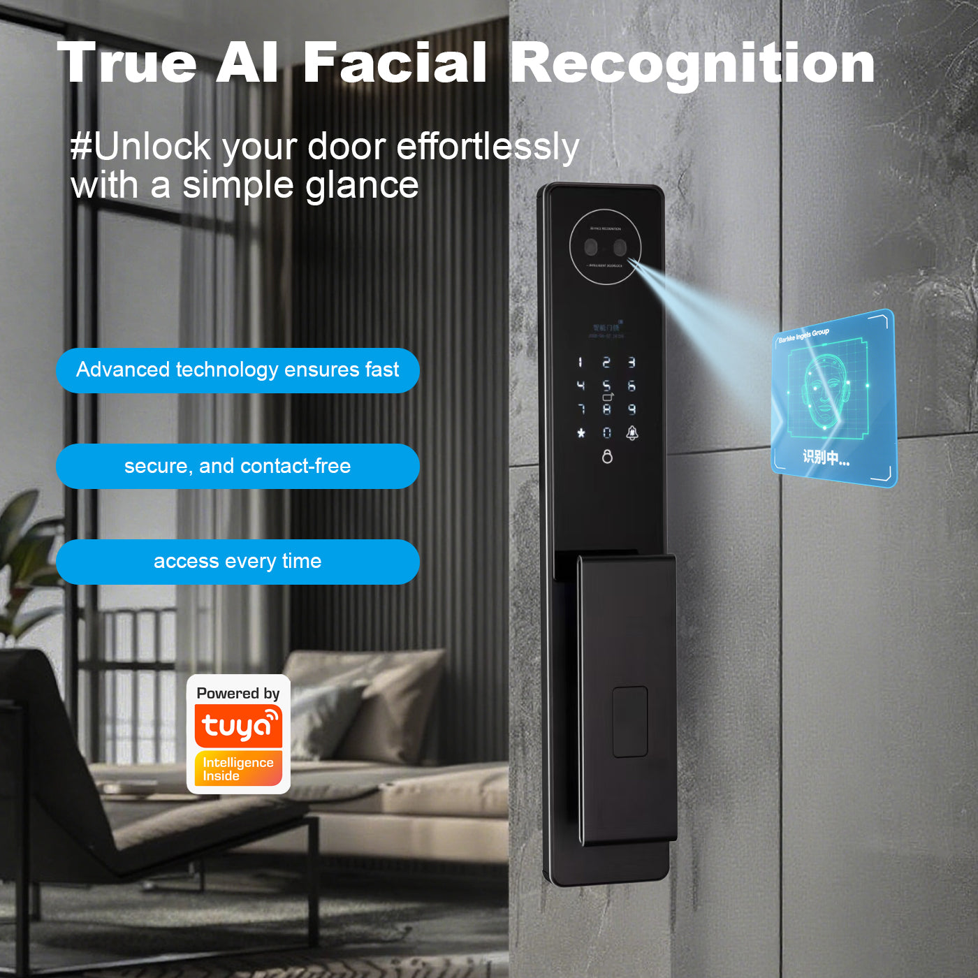 Intelligenteng Door Lock na may 3D Facial Recognition, Camera Video, at Voice