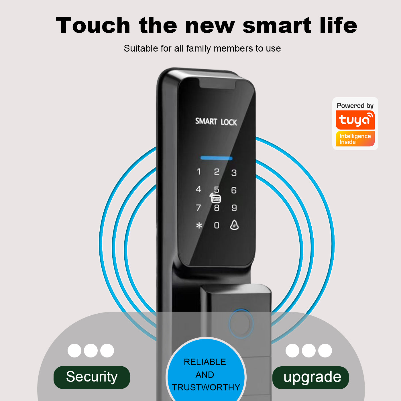 Matalinong elektronikong kahoy na door lock na may pagkilala sa mukha, fingerprint, graffiti, at password lock.