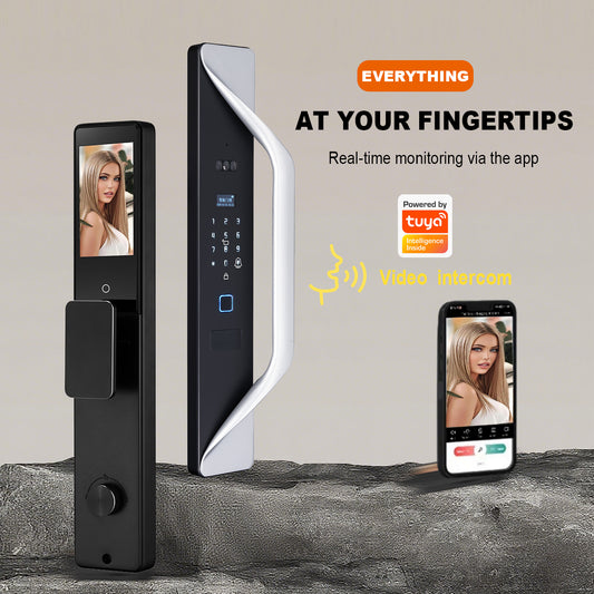 Tuya Digital Door Lock, multi-language smart lock, 3D security video intercom, keyless WiFi smart lock na may fingerprint at face recognition