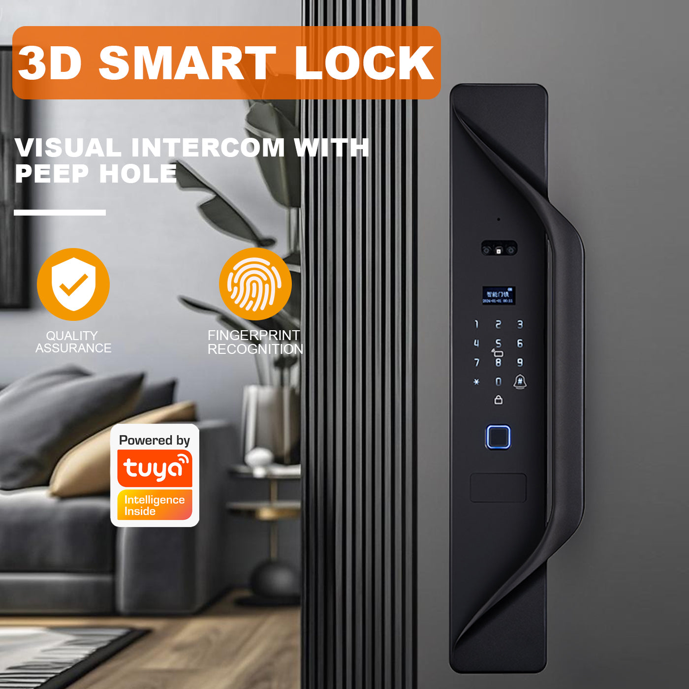 Tuya Digital Door Lock, multi-language smart lock, 3D security video intercom, keyless WiFi smart lock na may fingerprint at face recognition