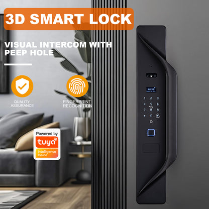 Tuya Digital Door Lock, multi-language smart lock, 3D security video intercom, keyless WiFi smart lock na may fingerprint at face recognition