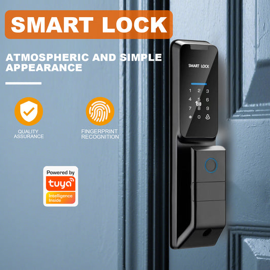 Matalinong elektronikong kahoy na door lock na may pagkilala sa mukha, fingerprint, graffiti, at password lock.