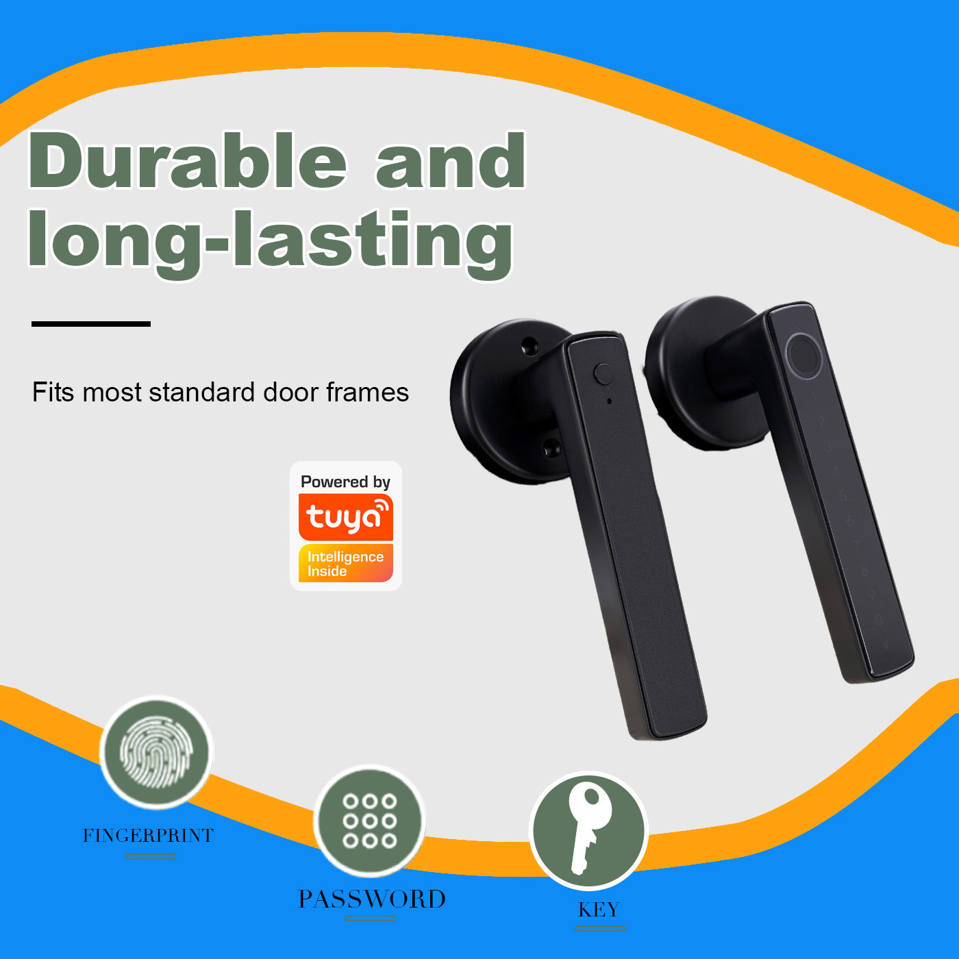 Tuya Biometric Smart Door Lock na may Electronic Fingerprint Handle, Split-Type Digital Keyless Lock