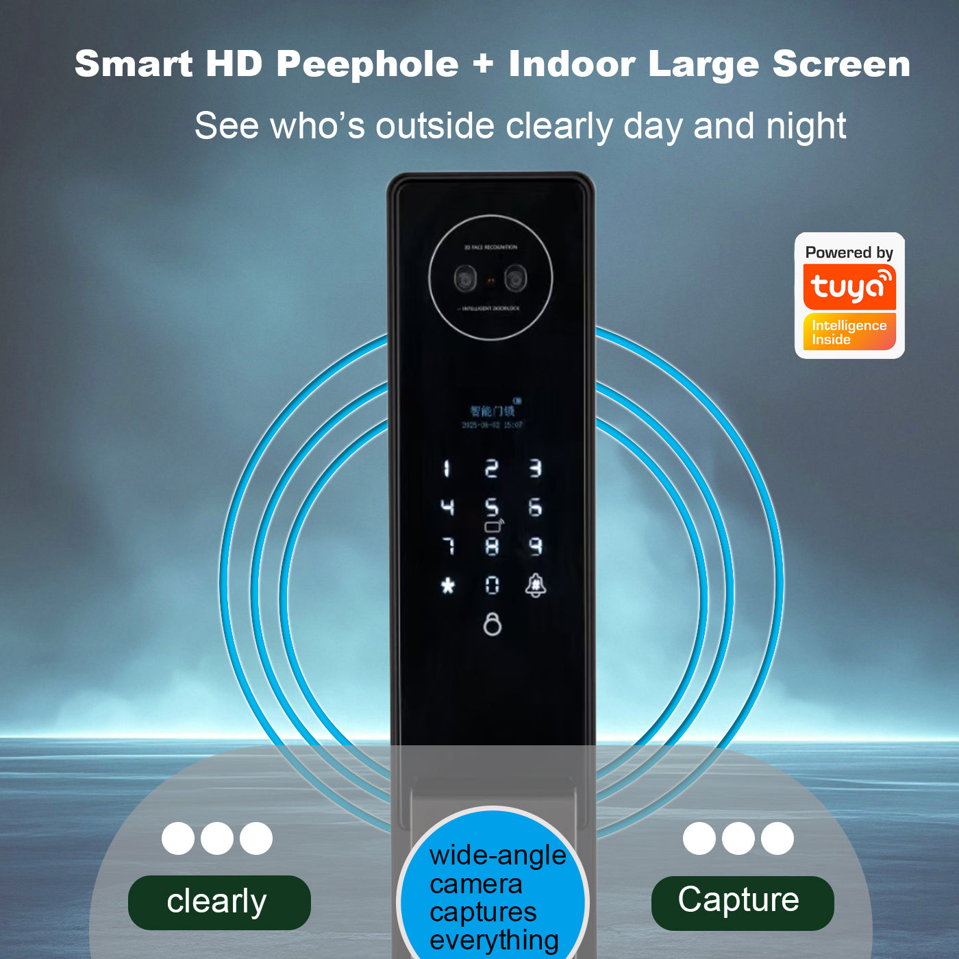 Intelligenteng Door Lock na may 3D Facial Recognition, Camera Video, at Voice