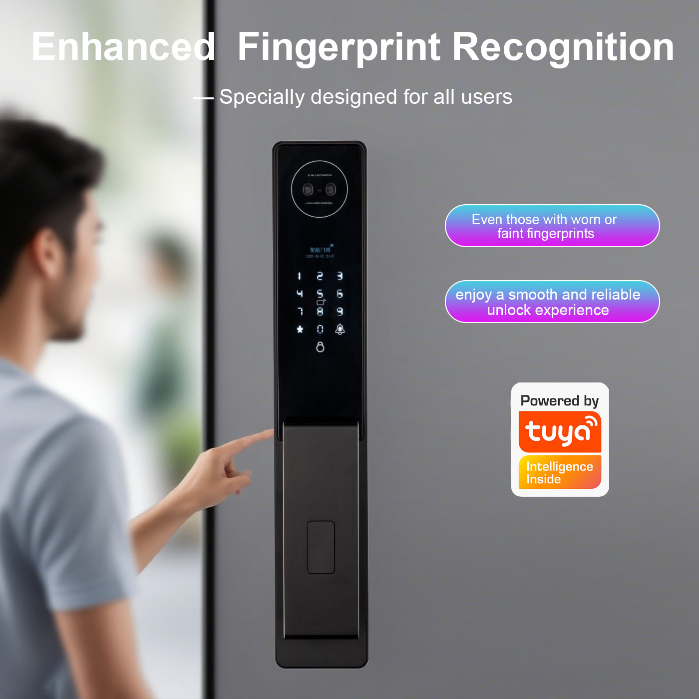 Intelligenteng Door Lock na may 3D Facial Recognition, Camera Video, at Voice