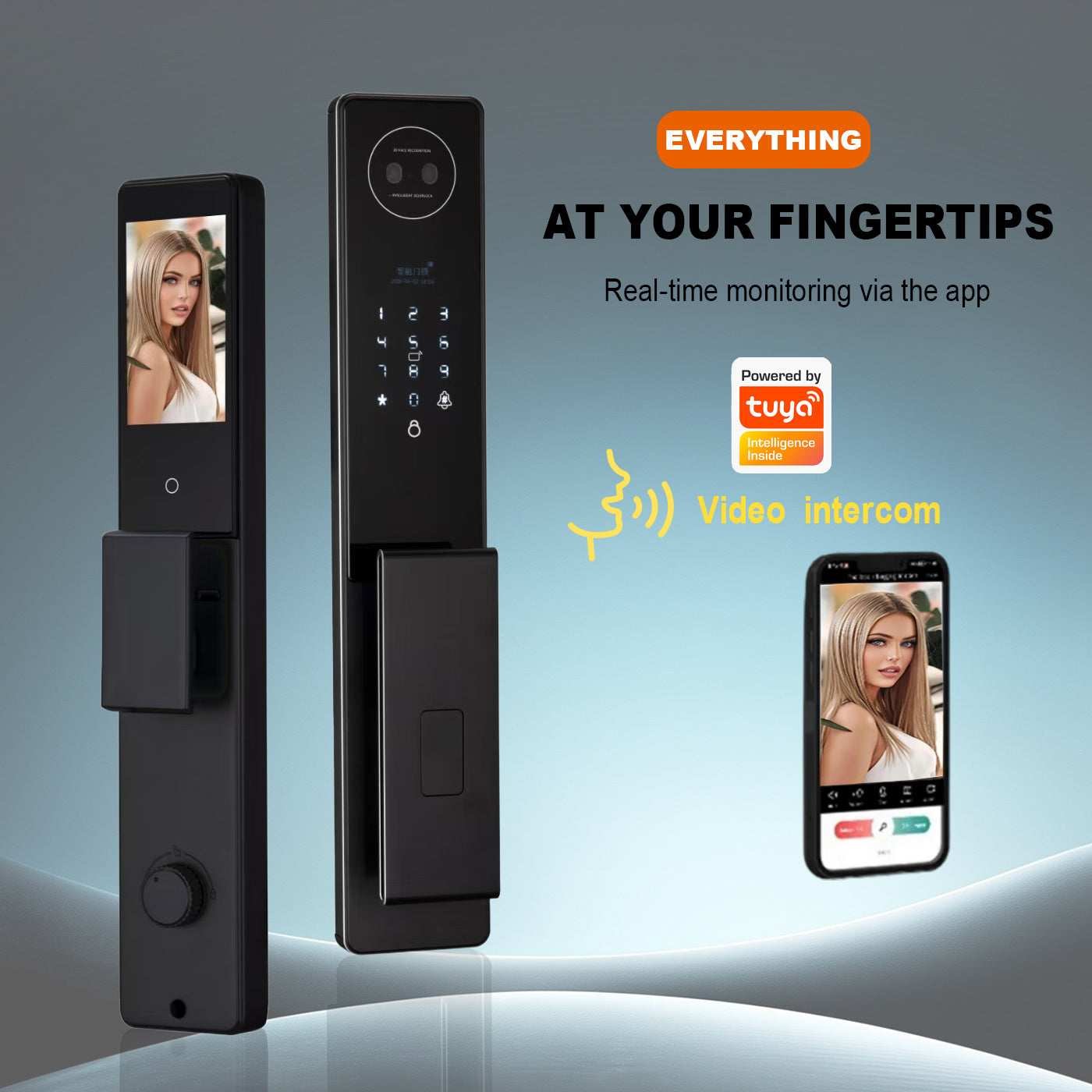 Intelligenteng Door Lock na may 3D Facial Recognition, Camera Video, at Voice